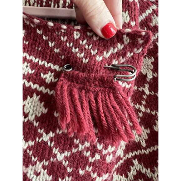 CABI Red Nordic Fair Isle Wool Blend Cropped Cardigan Shrug - Picture 5 of 16